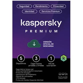 Antivirus Digital Kaspersky Premium 5 Dispositivos 1 Año