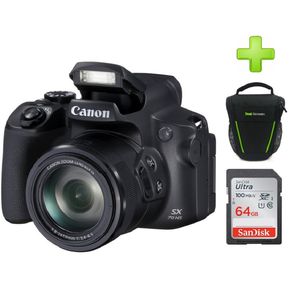Cámara Canon Powershot Sx70 Hs 20.3mp Zoom 65x 4k+64GB+Bolso-Negra