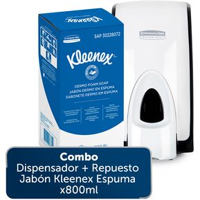 Combo Dispensador  Respuesto Jabon Kleenex Espuma x 800ml