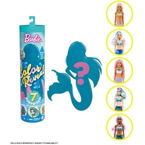 Color Reveal Sirenas 7 Sorpresas Barbie Muñeca Original-Azul