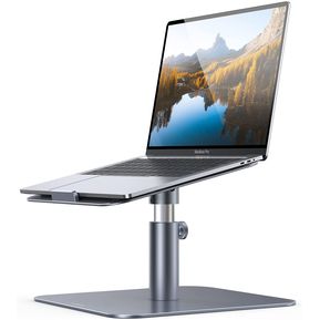 Soporte giratorio para computadora:  multiángulo de altura ajustable, ergonómico elevador de escritorio giratorio de 360 grados, compatible con laptop de 10 a 17 pulgadas, como MacBook Air Pro, Dell XPS, HP, gris