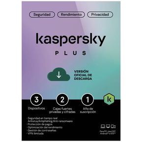 Antivirus Digital Kaspersky Plus 3 Dispositivos 1 Año
