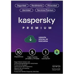 Antivirus Digital Kaspersky Premium 10 Dispositivos 1 Año