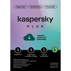 Antivirus Kaspersky Plus 1 Dispositivo 1 Año - Digital