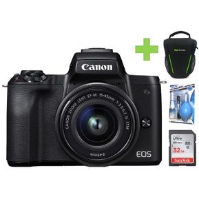 Cámara Canon EOS M50 Mark II15-45+SD 32GB+Bolso+Kit-Negro