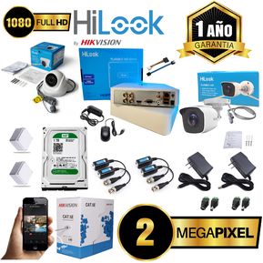 Cámaras Seguridad Kit DVR Hilook Hikvision 4 CH 1080 + 2 cám + Dd 1 TB