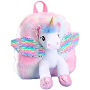 Maleta Morral Unicornio Peluche Niña Mujer Rosado Pony Ofert
