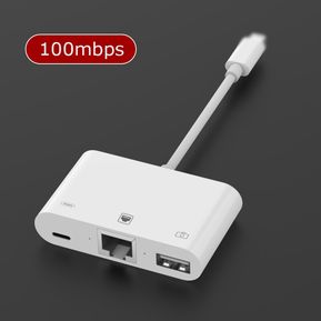 Adaptador USB de Ethernet OTG de 1000mbps para Lightning a RJ45, LAN, Gigabit, cable de red, adaptador de cámara USB para iPhone 7, 8, 11, X, XS pro(#100mbps)