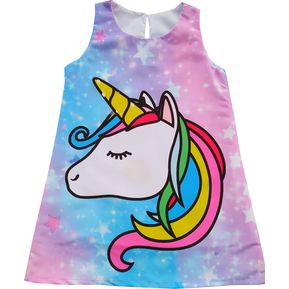 Vestido Para Niñas De Unicornio Petite Shop i410 Azul