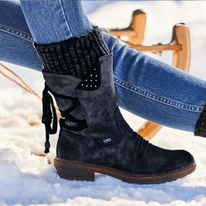 Las mujeres nieve pantorrilla botas de gran tamaño botas cortas- Negro
