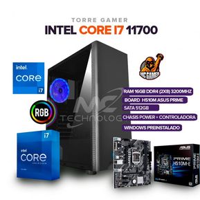 TORRE GAMER I7 11700/ 16GB RAM/ 512 SSD SATA/ BOARD H510M ASUS/ CHASIS POWER