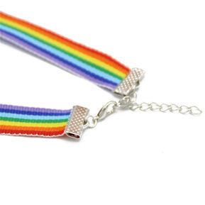 Collar para hombres y mujeres Gay Pride Arco Iris gargantilla LGBT Gay y lésbico orgullo cordón gargantilla Color Collar de cinta Punk regalo de fiesta, joyería(#ColoRojo Bracelet) LUN