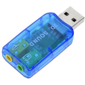 Tarjeta Sonido 5.1  Azul Conexión USB Entrada 3.5mm Audio 3D Sound