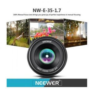 Neewer 35mm F/1.7 Lente Fija Principal de Gran Apertura Manual APS-C para Cámaras Digitales sin Espejo Sony E-Mount A7III,A9,NEX 3,3N,5,NEX 5T,NEX 5R,NEX 6,7,A5000,A5100,A6000,A6100,A6300,A6500