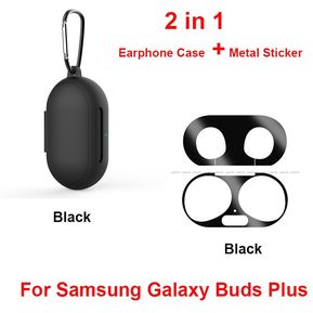 Funda protectora de silicona blanda 2 en 1 para Samsung Galaxy Buds Plus, pegatina colorida de Metal para Samsung Galaxy Buds Plus 2020(#2 in 1 Black)
