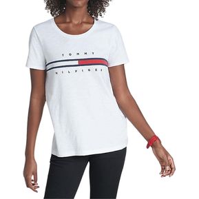 Camiseta Mujer Tommy Hilfiger T-Shirt Essential Flag Logo Blanco