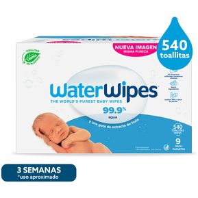 Toallitas Sin Alcohol Para Bebé WaterWipes 540 unidades