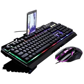 (Negro) LED Gaming Keyboard and Mouse Set Bundle USB Wired G...