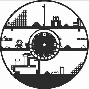 Reloj Super Mario Bros Diseño en Madera Decoración del Hogar