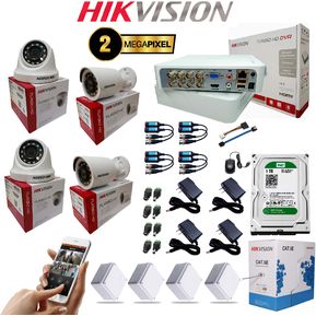 Cámaras Seguridad Hikvision 1080 Dvr 8 Ch + 4 Cám + Dd 1
