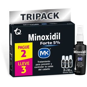 Pack Minoxidil Forte Mk Tópica 5% 3 X 60 Ml