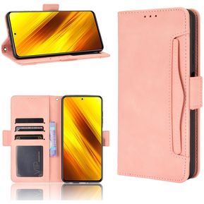 Estuche Para Xiaomi POCO X3 NFC Estuche Para billetera de cuero Flip Vintage - Rosa