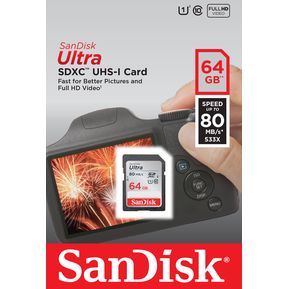 Memoria Sd 64 Gb Clase 10 Xc Uhs -l 80 Mb/s 533x Sandisk