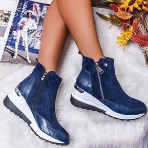 Botas de invierno mujer Zapatillas Cálido zapatos para mujer -Azul