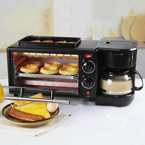 3 en 1 Máquina de desayuno Cafetera Sartén Tostadora pan Hor