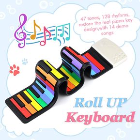 49 Teclas estándar Teclado de piano para niños flexible - Color arcoíris