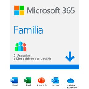 Microsoft 365 Family 6 Usuarios Onedrive Office Word Excel
