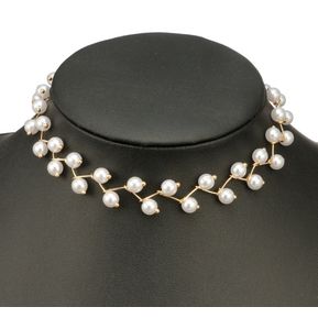 2018 elegante simulado-perla gargantillas Collar para mujer traje de fiesta de boda Collar encantos de la joyería de Collar de regalo de día de San Valentín(#F7314) LUN