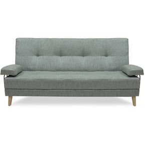 Sofa cama Ferrati lino gris patas madera