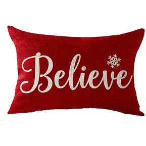 Happy Winter Snowflakes Believe Merry Christmas Throw Pillow Cover Funda de cojín Material de
