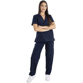 Uniforme Pijama Medica Línea A Mujer Antifluido Azul Oscuro