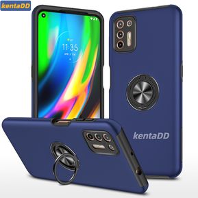 kentaDD Funda Carcasa Motorola Moto G9 Plus Anillo Magnético Azul