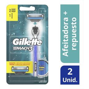 Gillette mach3 afeitadora recargable para hombre aqua-grip 360° 1 und