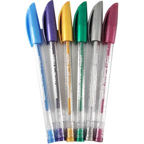 set de bolígrafos en gel pointer punta fina, escarchados x 6 colores.