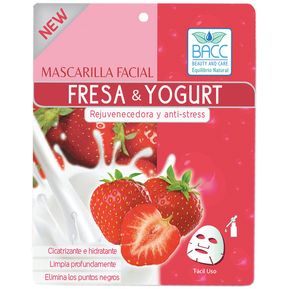 Mascarilla facial de fresa y yogurt antiedad estres puntos negros