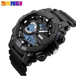 Relojes deportivos al aire libre de moda hombres SKMEI marca doble pantalla LED Digital analógico cuarzo reloj hombres 50 M impermeable reloj de natación