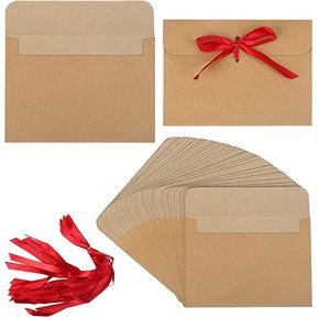 Sobres de papel Kraft de 40 piezas Sobres de tarjetas de regalo de sobres vintage con 40 piezas rojas