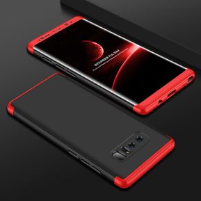 GKK Para Samsung Galaxy Note 8 PC 360 Grados La Plena Cobertura Protectora Caso Cubierta Trasera (negro + Rojo)