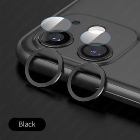 Funda protectora de cristal templado + anillo de protección de Metal para IPhone 11 Pro X XS Max XR,funda protectora de pantalla de cámara trasera(#Black)