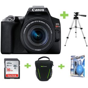 Camara Canon EOS Rebel SL3-250D+18 55mm-Negro+16GB+Bolso+Kit+Tripode
