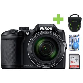 Cámara Digital Nikon Coolpix B500-Negro+Bolso+SD 32GB+Kit de Limpieza