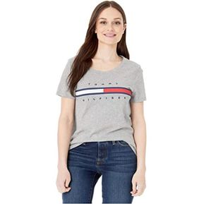 Camiseta Mujer Tommy Hilfiger T-Shirt Essential Flag Logo Gris