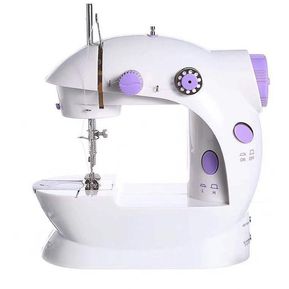 Inicio Viajes pequeño bordado Manual de operación simple Herramientas de coser multifuncionales mini portátil Máquina de coser - púrpura blanca 110V de EE.UU.