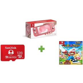 Consola Nintendo Switch Lite Rosa + Microsd 128GB + Mario Ra...