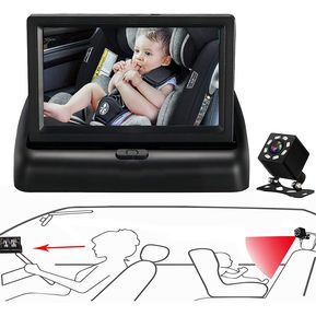 Monitor de coche para bebé cámara vista al bebé en el asiento trasero