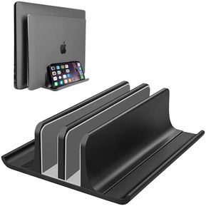 VAYDEER Dual-Slot Adjustable Vertical Laptop Stand Made of Premium ABS Plastic 4 IN 1 Design Space-Saving for All MacBook/Chromebook/Surface/DELL/iPad Up to 17.3 Inches